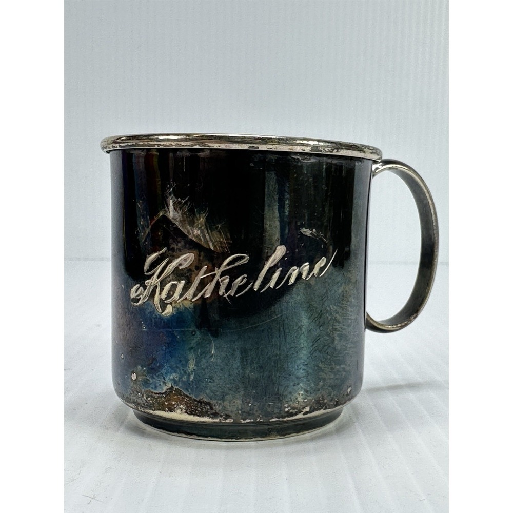 Vintage Warwick Plate Silver Plated Cup Engraved Katheline On Front